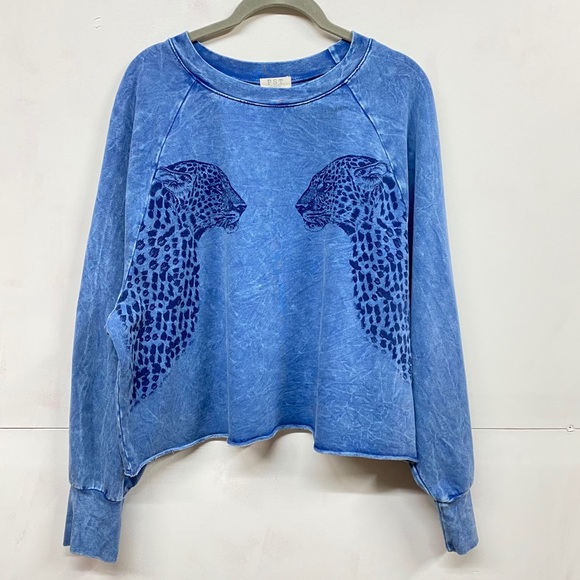 Project Social T Twin Leopard Cutoff Sweatshirt XL - Picture 2 of 5